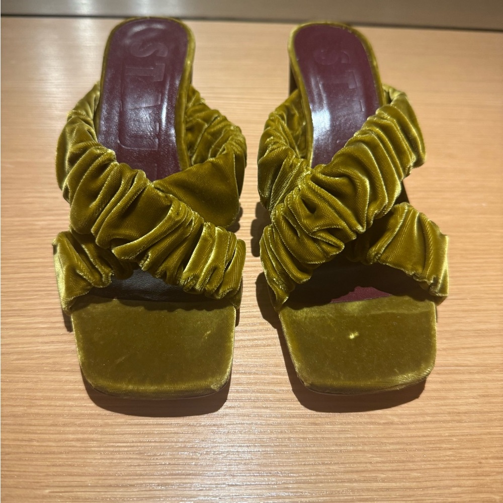 Staud Frankie Criss Cross Velvet Heel-Avacado-NOT ACCEPTING OFFERS